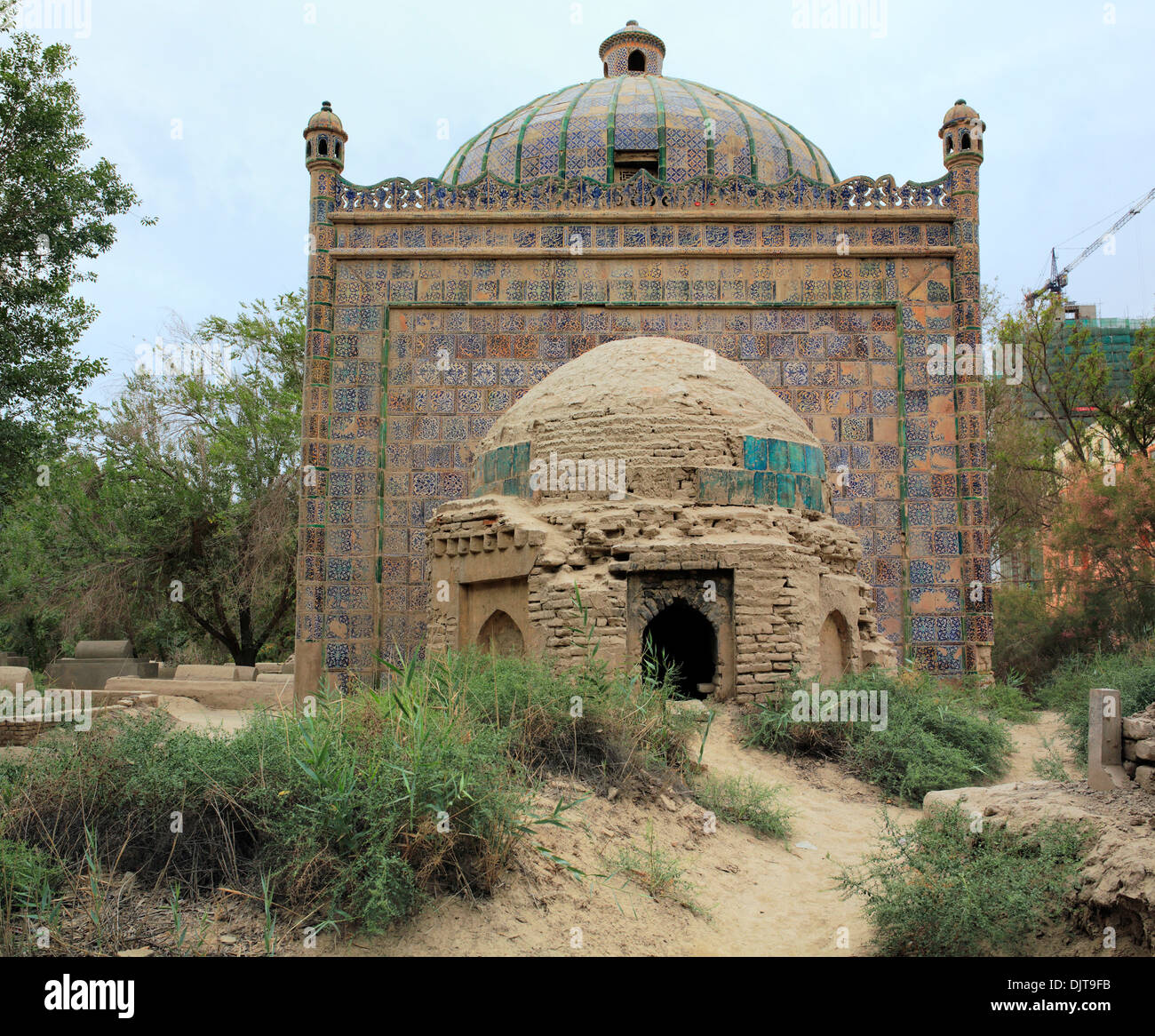 Vieux cimetière près de la mosquée Altyn, Yarkant, comté de Yarkant, la région autonome ouïghoure du Xinjiang, Chine Banque D'Images