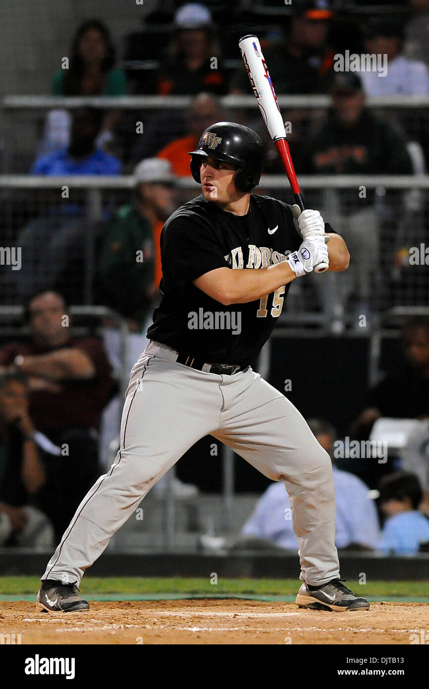 Wake Forest Demon diacres catcher Mike Murray..Le 15ème classé Miami Hurricanes défait Wake Forest Demon diacres 7-4 à Alex Rodriguez Park à Coral Gables, en Floride. (Crédit Image : © Ron Hurst/ZUMApress.com) Southcreek/mondial Banque D'Images