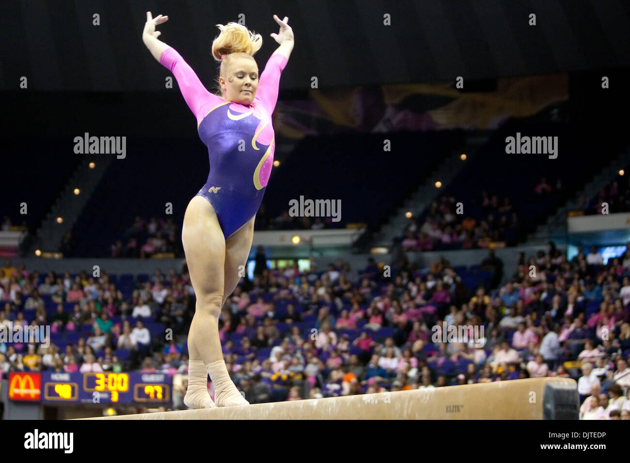 État de l'Oregon à la LSU ; été gymnaste LSU Hubbard effectue à la poutre ; LSU a gagné le rencontrez 196.925-195.525 ; Pete Maravich Assembly Centre, Baton Rouge, LA. (Crédit Image : © John Korduner/ZUMApress.com) Southcreek/mondial Banque D'Images