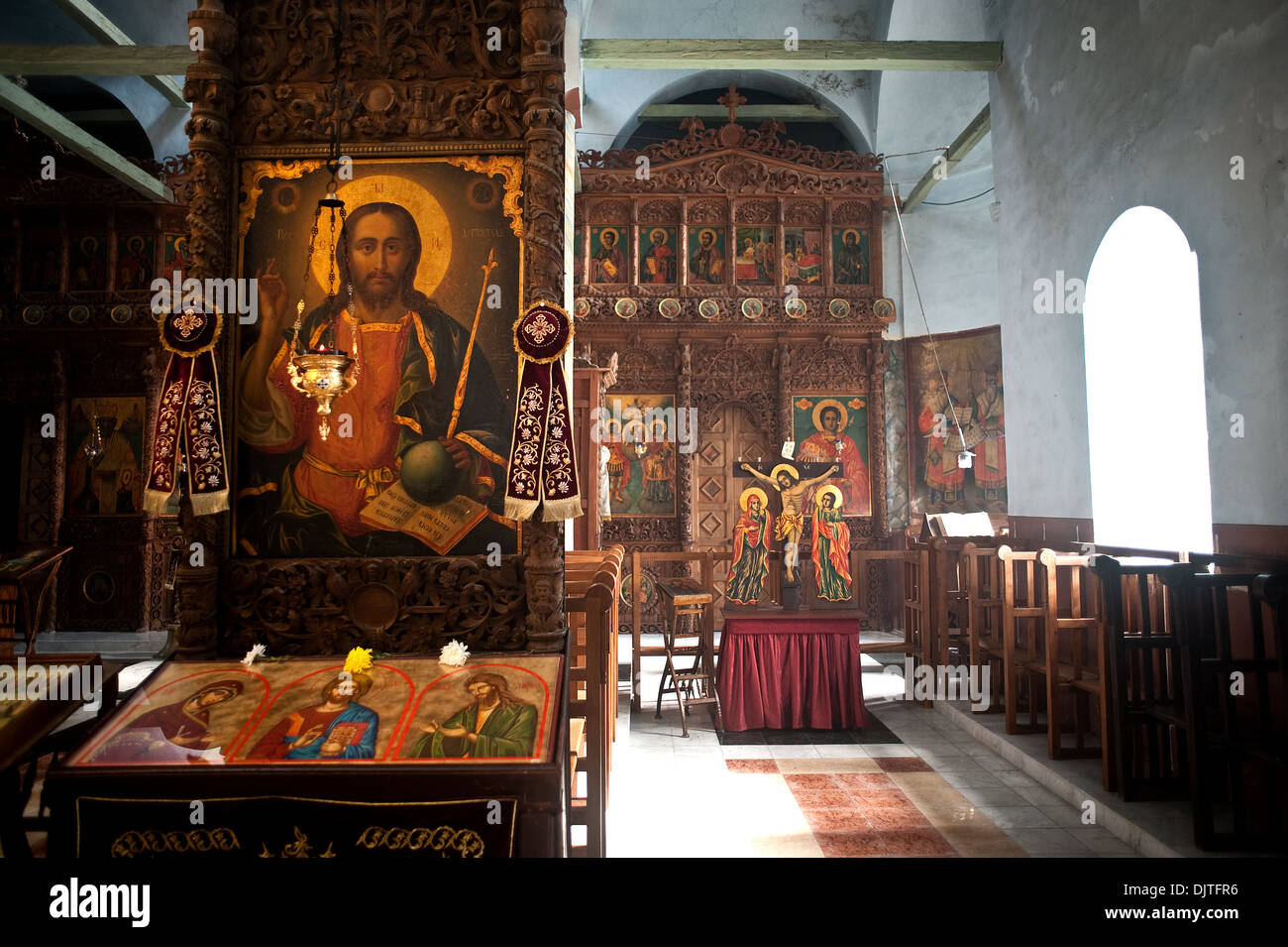 Icône de Jésus dans une église orthodoxe (Bulgarie) Banque D'Images