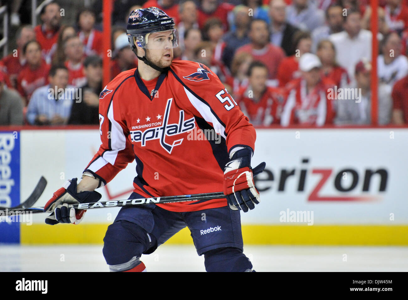 Washington DC, le Verizon Center.Les Capitals de Washington le défenseur Mike Green # 52 séries éliminatoires de la LNH, le jeu 5, jeu d'action entre les Canadiens de Montréal à Washington qui mènent la série 3-1 et perdent à la maison 2-1. (Crédit Image : © Roland Pintilie/global/ZUMApress.com) Southcreek Banque D'Images