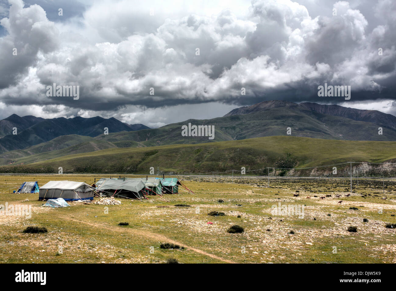 Paysage de montagne, Préfecture de Lhassa, Tibet, Chine Banque D'Images