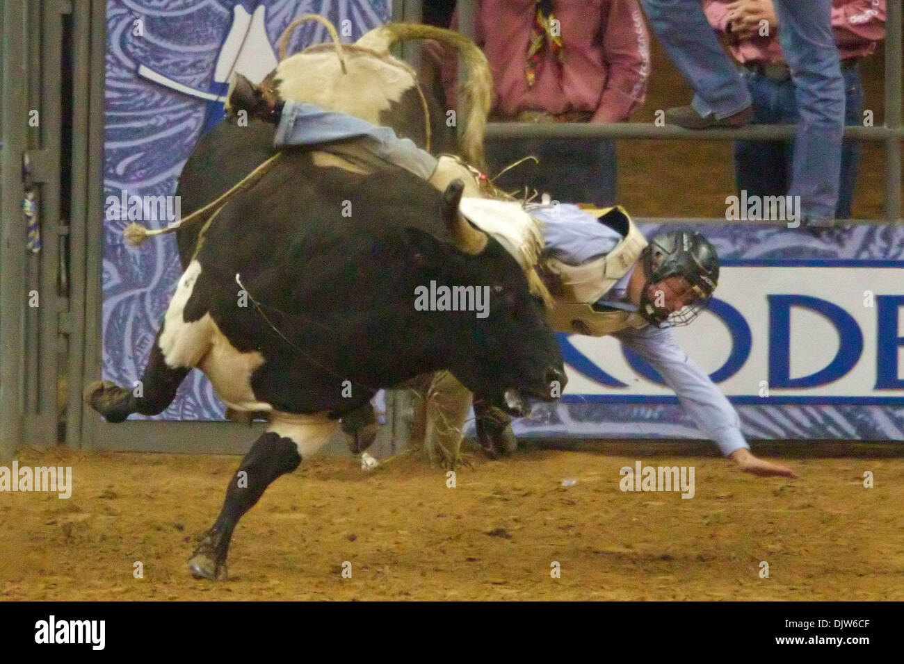 4 mars 2010 : Clayton Williams de Carthage, TX se trouve à s'éteint durant son trajet de Bull Run à l'Houston Livestock Show and Rodeo en reliant Arena à Houston, TX. (Crédit Image : © Anthony Vasser/ZUMApress.com) Southcreek/mondial Banque D'Images