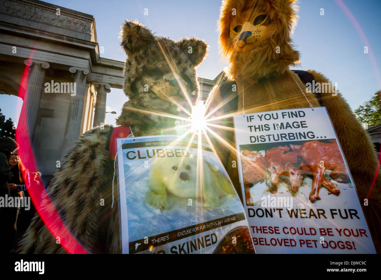 Anti-Fur Coalition pour les droits des animaux protester à Londres Banque D'Images