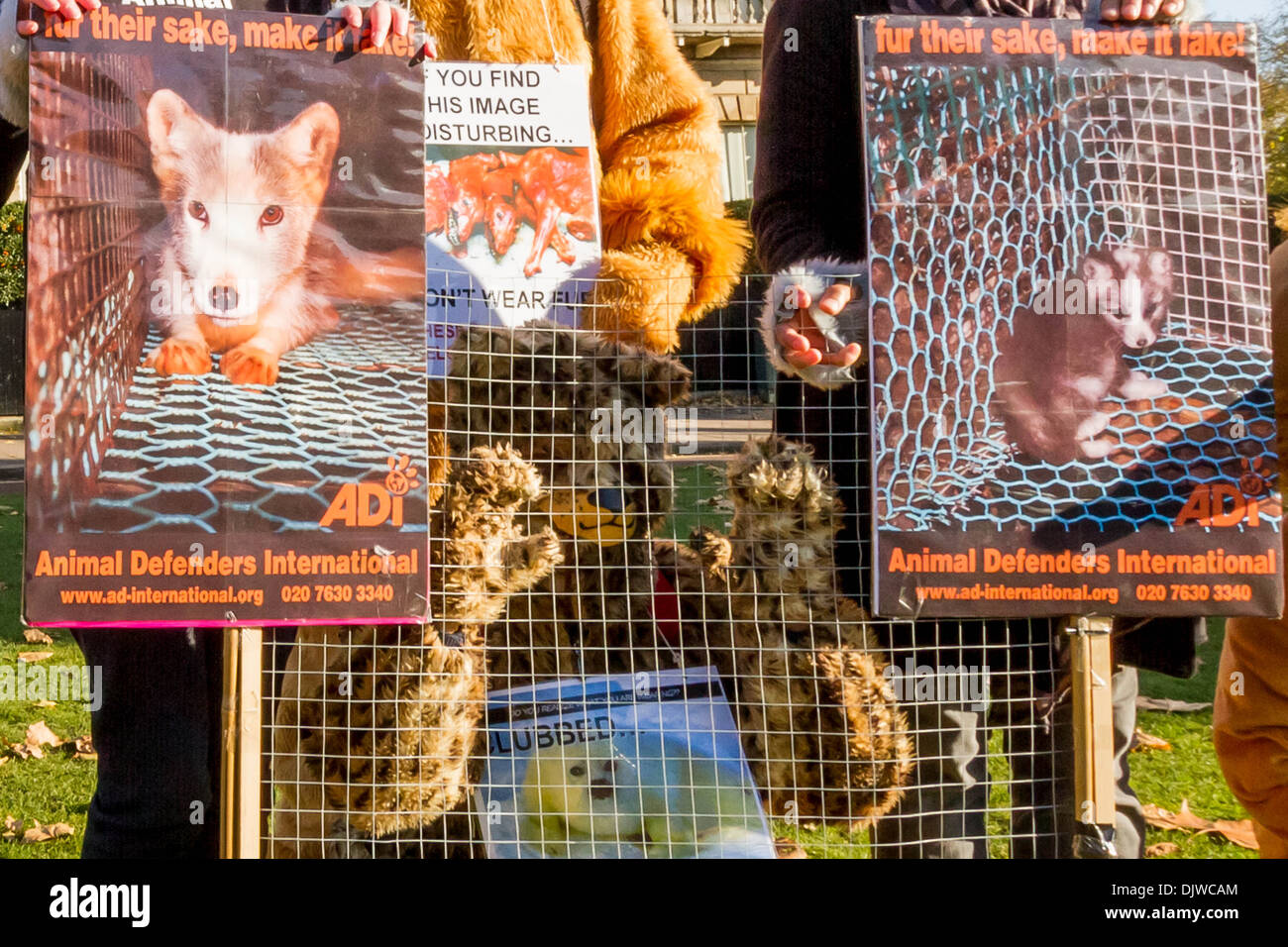 Anti-Fur Coalition pour les droits des animaux protester à Londres Banque D'Images