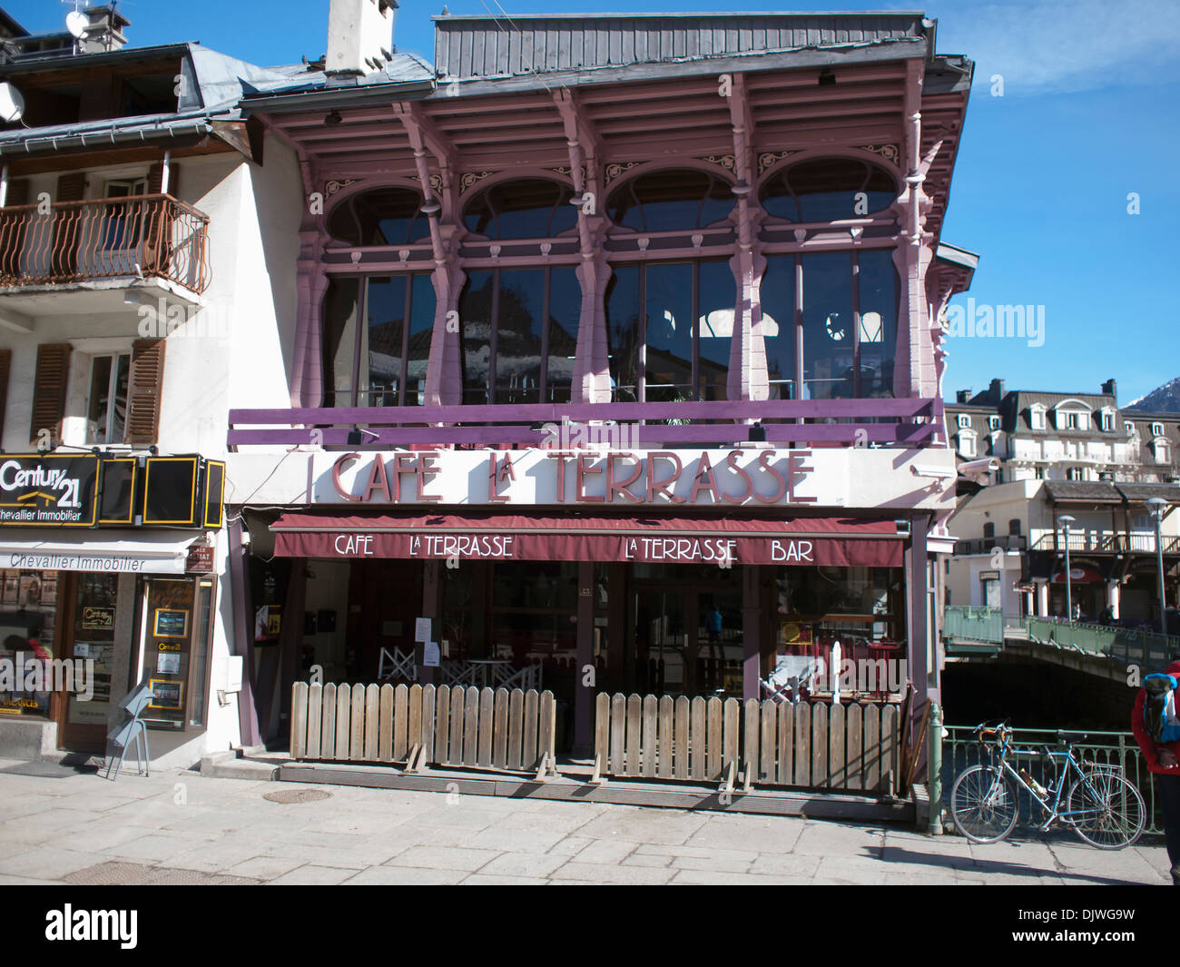 La Terrasse Café Chamonix Banque D'Images, Photo Stock