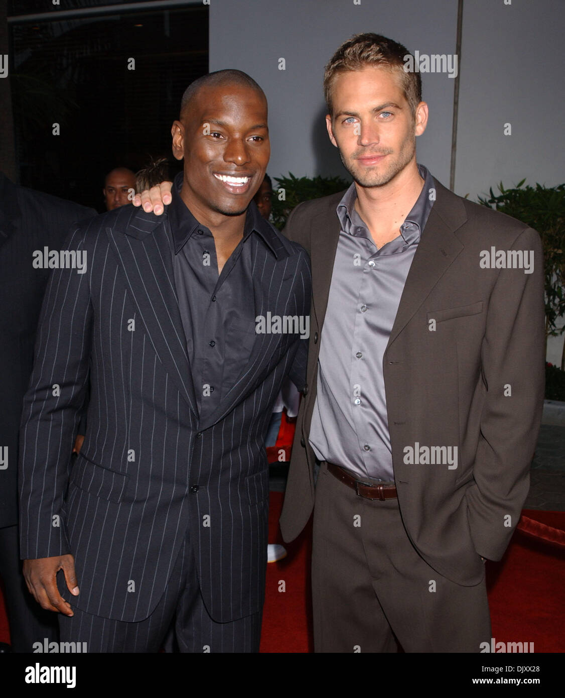 3 juin 2003, Universal City, CA. Tyrese & Paul Walker 2 Fast 2 Furious premiere tenue à l'Universal Amphitheatre Banque D'Images