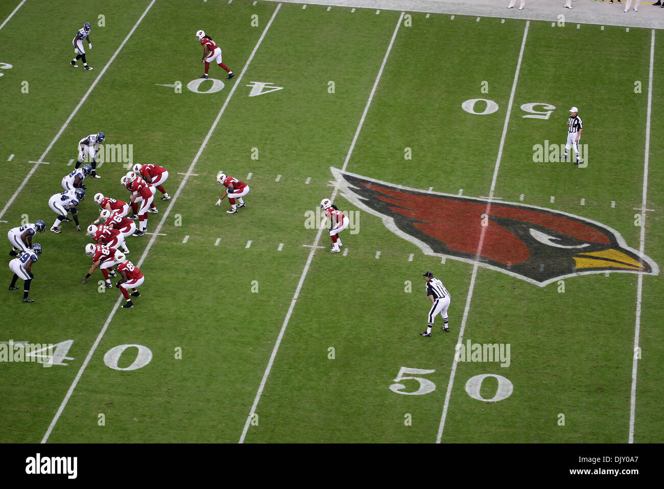Le 15 novembre 2010 - Glendale, Arizona, États-Unis d'Amérique - dans une bataille de la division Ouest NFC, les Arizona Cardinals prendre sur les Seattle Seahawks au University of Phoenix Stadium de Glendale, Arizona. Les Seahawks défait les cardinaux 36-18. (Crédit Image : © inférieur gène/global/ZUMApress.com) Southcreek Banque D'Images