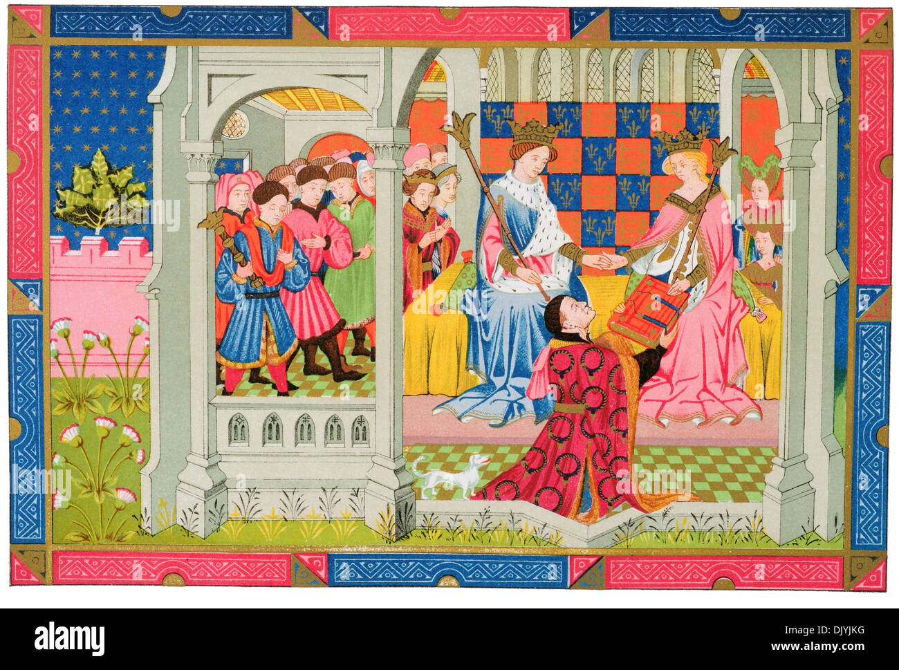 Henry VI et de la Reine reçoit un livre de John Talbot, Comte de Shrewsbury chromolitho Banque D'Images