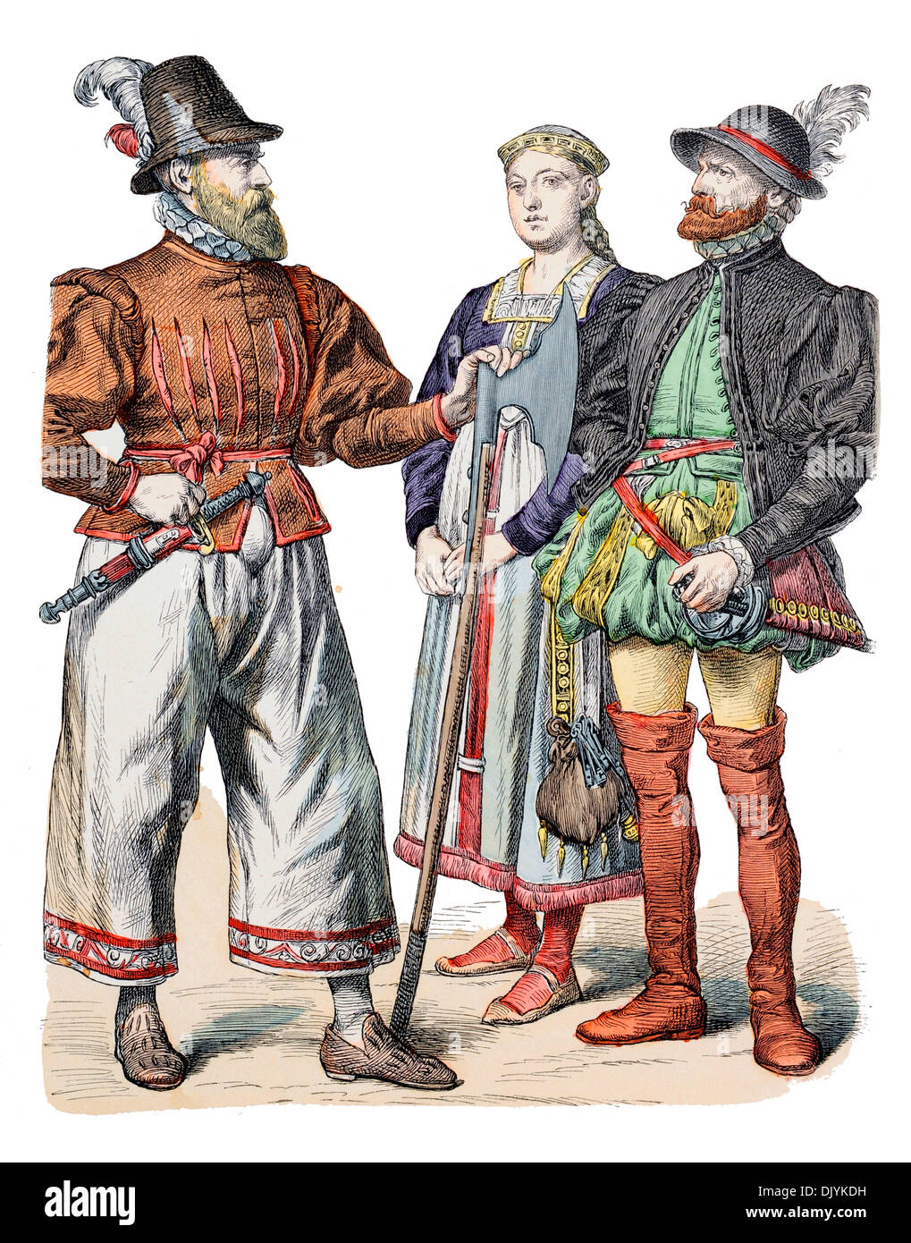 16e siècle XVI 1500s Allemagne frise l'homme de Diethmarschen Eiderstadt et couple de Banque D'Images