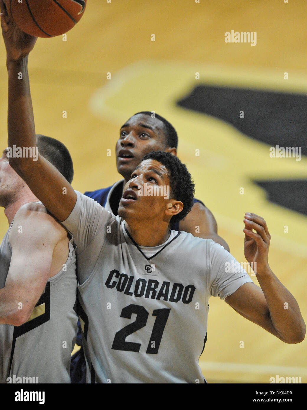 19 déc., 2010 - Boulder, Colorado, United States of America - Colorado Buffaloes guard Andre Roberson (21) s'empare d'un rebond dans la deuxième moitié. Colorado dominé Longwood et a été la victoire par la marque de 104-59 à Coors Event Center. (Crédit Image : © Andrew Fielding/ZUMAPRESS.com) Southcreek/mondial Banque D'Images