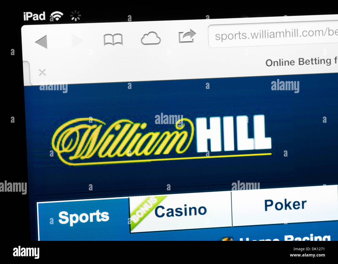 Page d'accueil du site de paris en ligne William Hill vue sur un iPad Banque D'Images