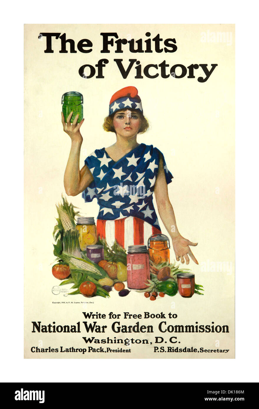 Les Fruits de 'victoire' WW1 c1918 affiche de propagande de guerre USA National Commission Jardin Banque D'Images