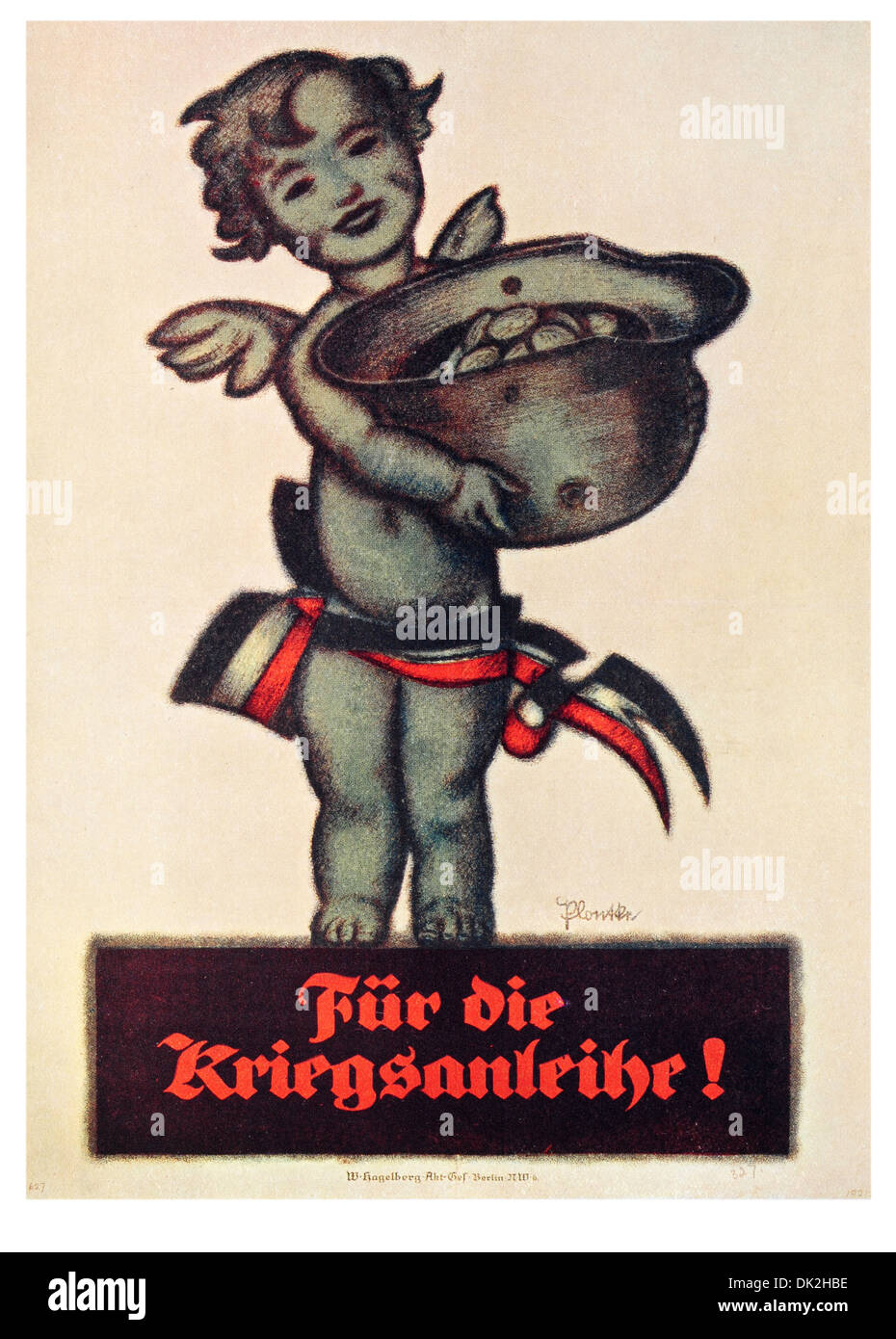 Poster par l'artiste, Plontke. Intitulé, pour l'emprunt de guerre. Affiche allemande publiée à Berlin Banque D'Images