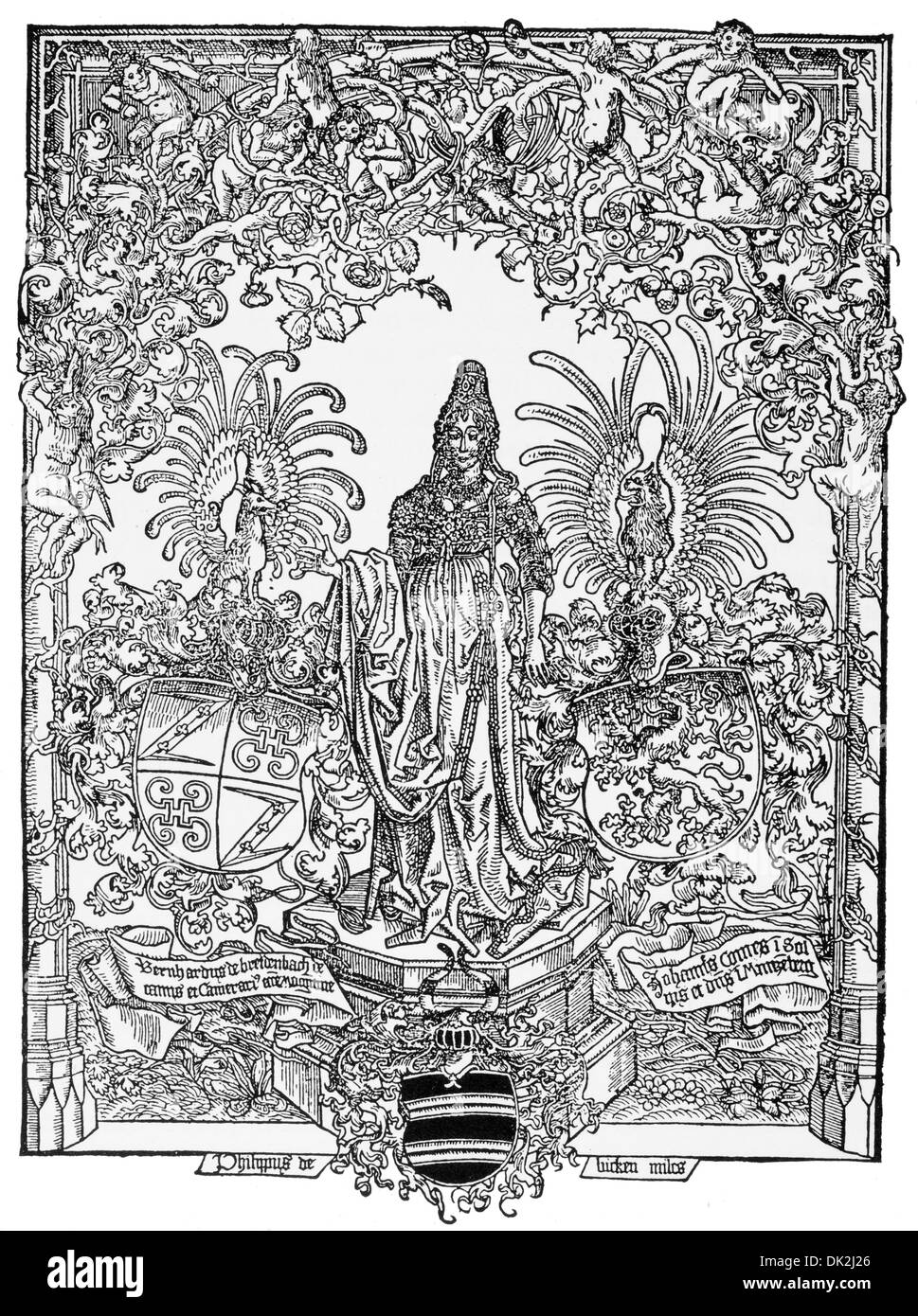 Erhard Reuwich 1486 frontispice de c à Jérusalem publié à Mayence Banque D'Images
