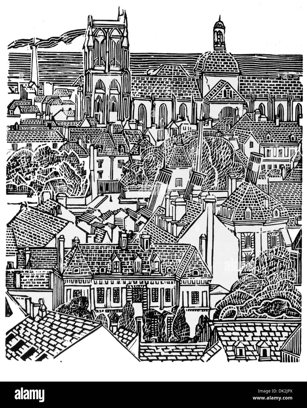 Dieppe par Charles Isaac Ginner (1878-1952) peintre de paysages et de sujets urbains. Banque D'Images