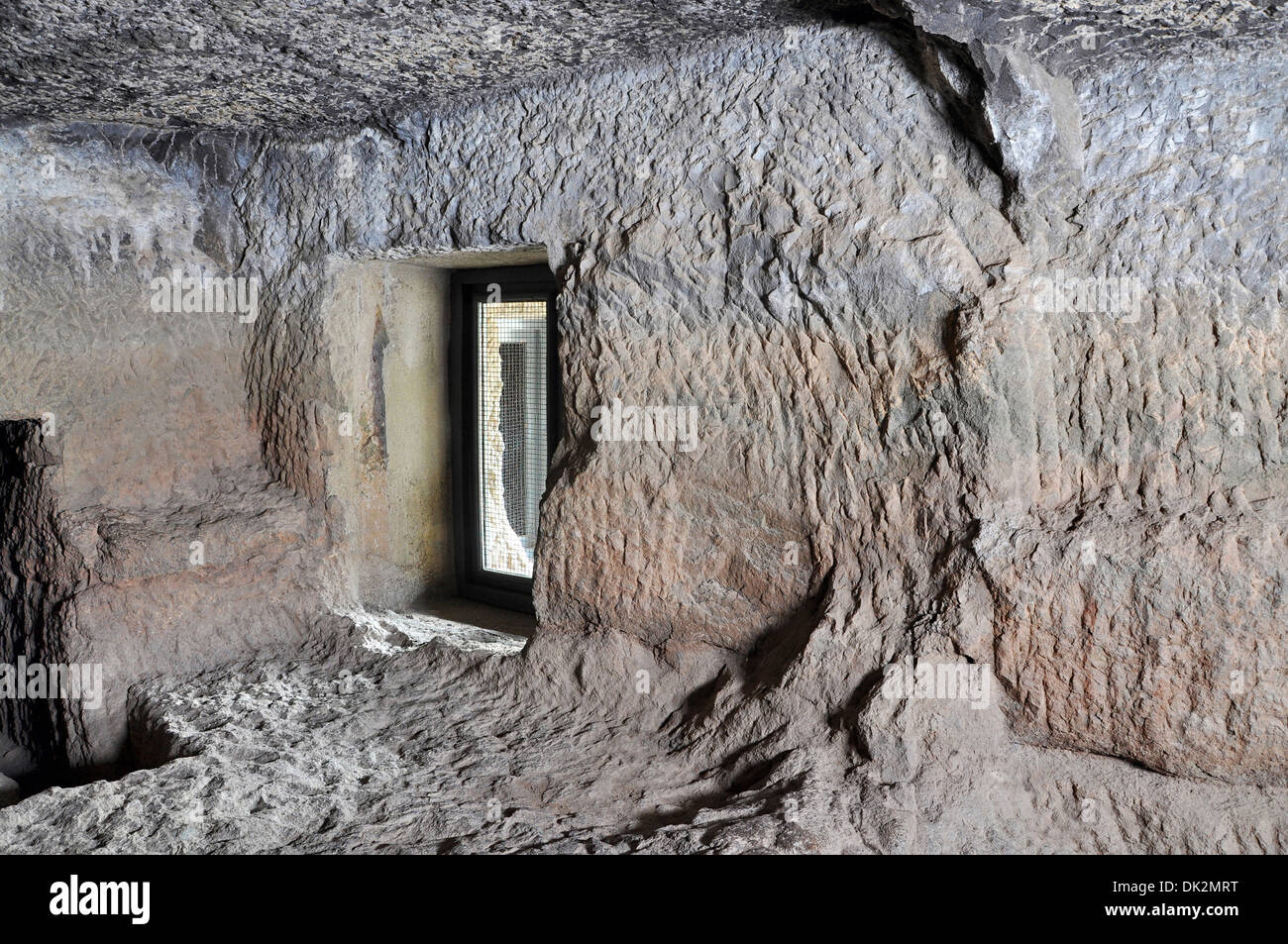 Cave non 5 : Grotte non fini intérieur. Grottes d'Ajanta, Aurangabad, Maharashtra, Inde Banque D'Images