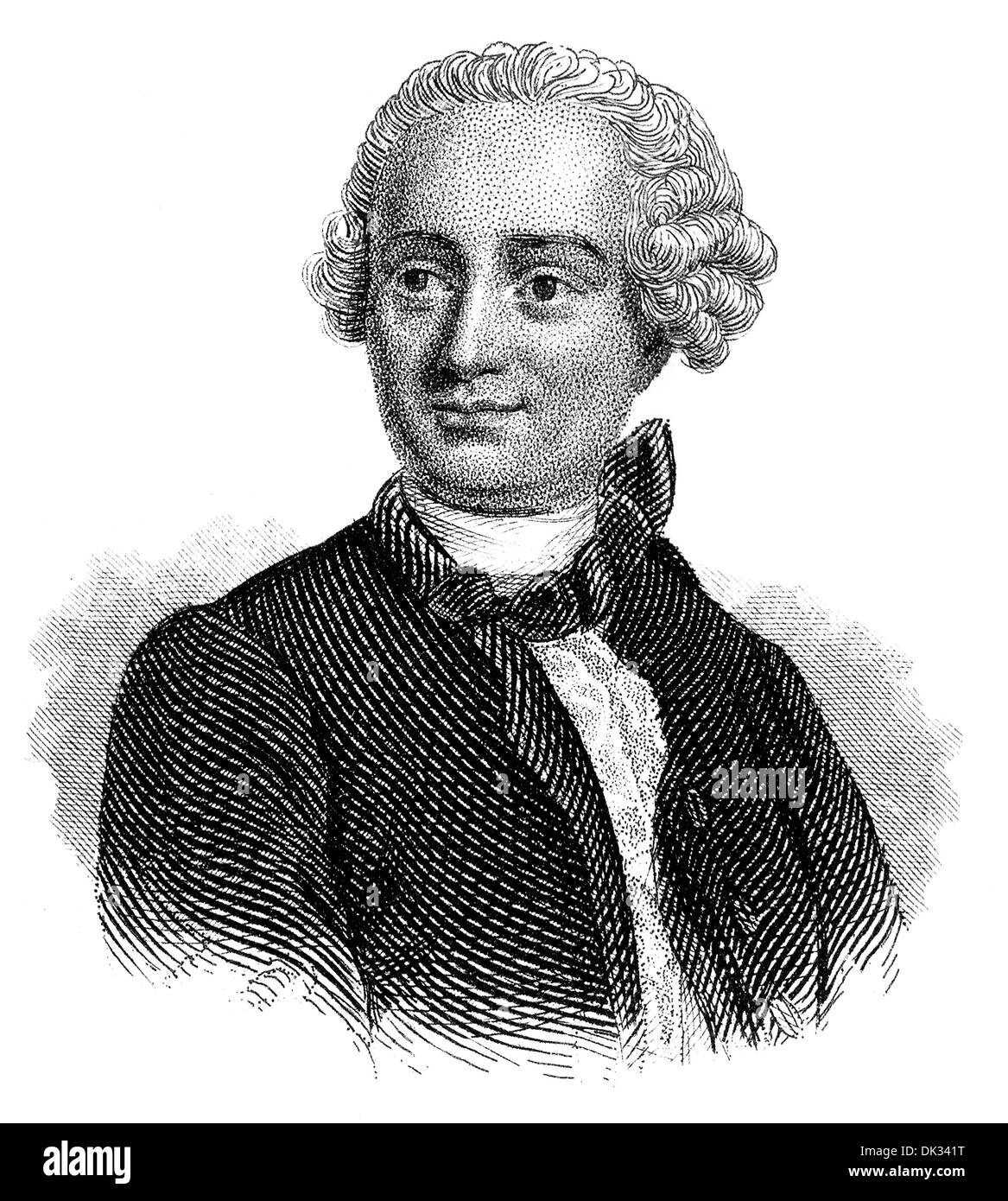 Jean-Baptiste le Rond D'Alembert, ou, 1717 - 1783, un mathématicien, physicien, philosophe des Lumières, et l'éditeur, Banque D'Images