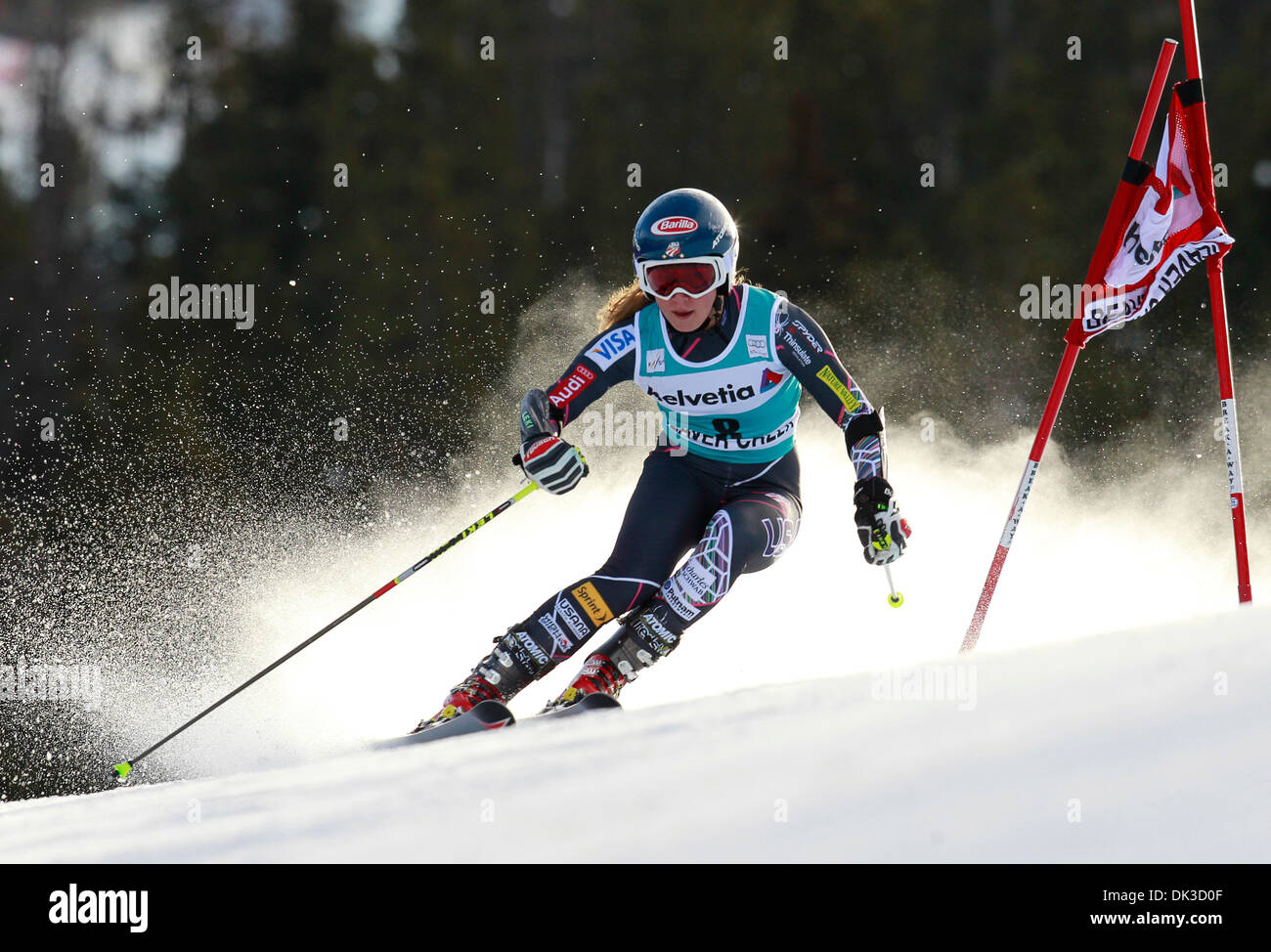Beaver Creek, Colorado, USA. 2 Décembre, 2013. 12/01/2013 Beaver Creek, Colorado. USA. Mikaela Shiffrin des États-Unis au cours de la première exécution de la Coupe du Monde de ski FIS Slalom géant course sur le nouveau cours de rapaces à Beaver Creek, Coloradorado. Credit : Ralph Lauer/ZUMAPRESS.com/Alamy Live News Banque D'Images