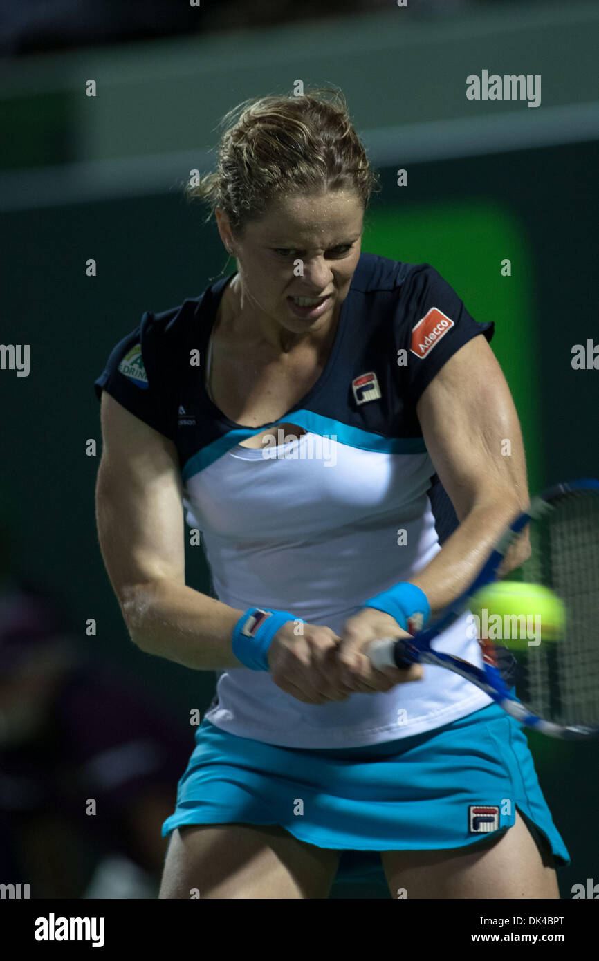 30 mars 2011 - International Tennis - WTA - 2011 Sony Ericsson Open - Mar 29 Mar 2011 - Le parc Crandon Tennis Center - Key Biscayne - Miami - Floride - USA - Kim Clijsters (BEL) perdu à Azarenka (BLR) 63, 63 dans le Sony Ericsson Open 2011 à Miami. (Crédit Image : © Andrew Patron/ZUMAPRESS.com) Banque D'Images