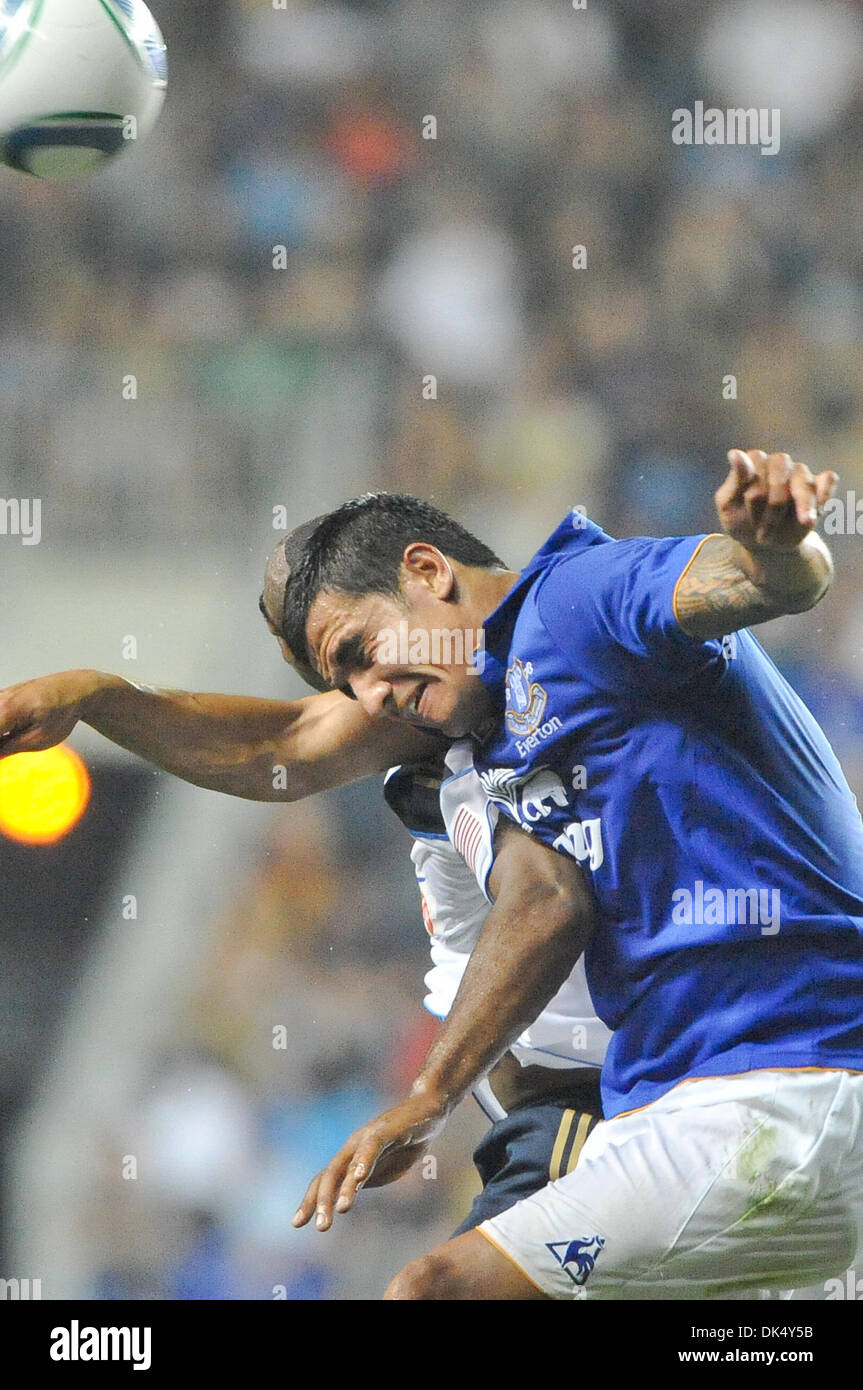 20 juillet 2011 - Chester, Pennsylvanie, États-Unis - Everton Apostolos Vellios avant (27) est à la tête de la balle. L'Union de Philadelphie a battu Everton 1-0 dans un match amical MLS joué au PPL Park de Chester, Pennsylvanie (crédit Image : © Mike Southcreek human life by Sylvester Graham/global/ZUMAPRESS.com) Banque D'Images