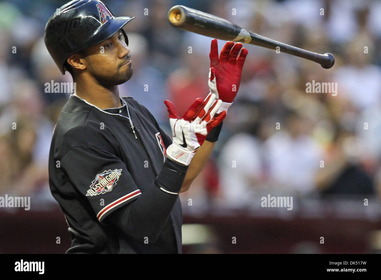 16 avril 2011 - Phoenix, Arizona, États-Unis - Arizona Diamondbacks outfielder Chris Young (24) réagit après une grève contre les Giants de San Francisco. Les Géants défait les Diamondbacks 5-3 dans le deuxième d'une série de jeux de trois à Chase Field. (Crédit Image : © Chris Pondy/global/ZUMAPRESS.com) Southcreek Banque D'Images