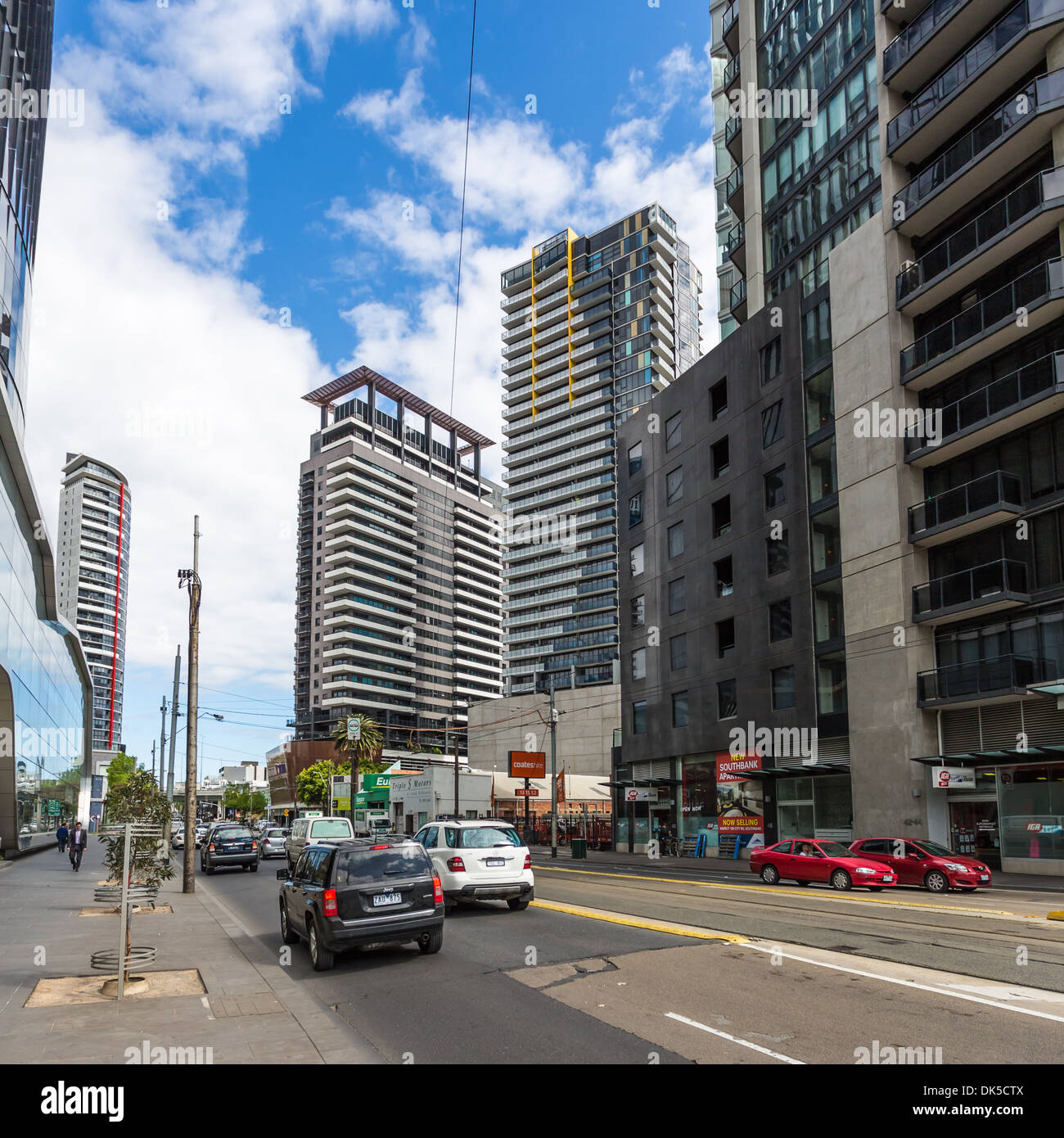 Melbourne City Skyline illustré de Crown Casino complexes. Banque D'Images