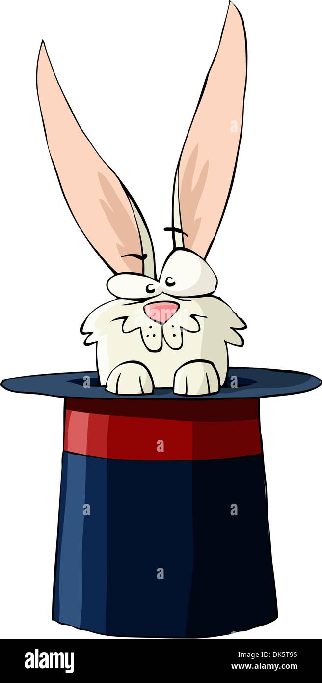 Cartoon lapin dans le chapeau, vector illustration Illustration de Vecteur