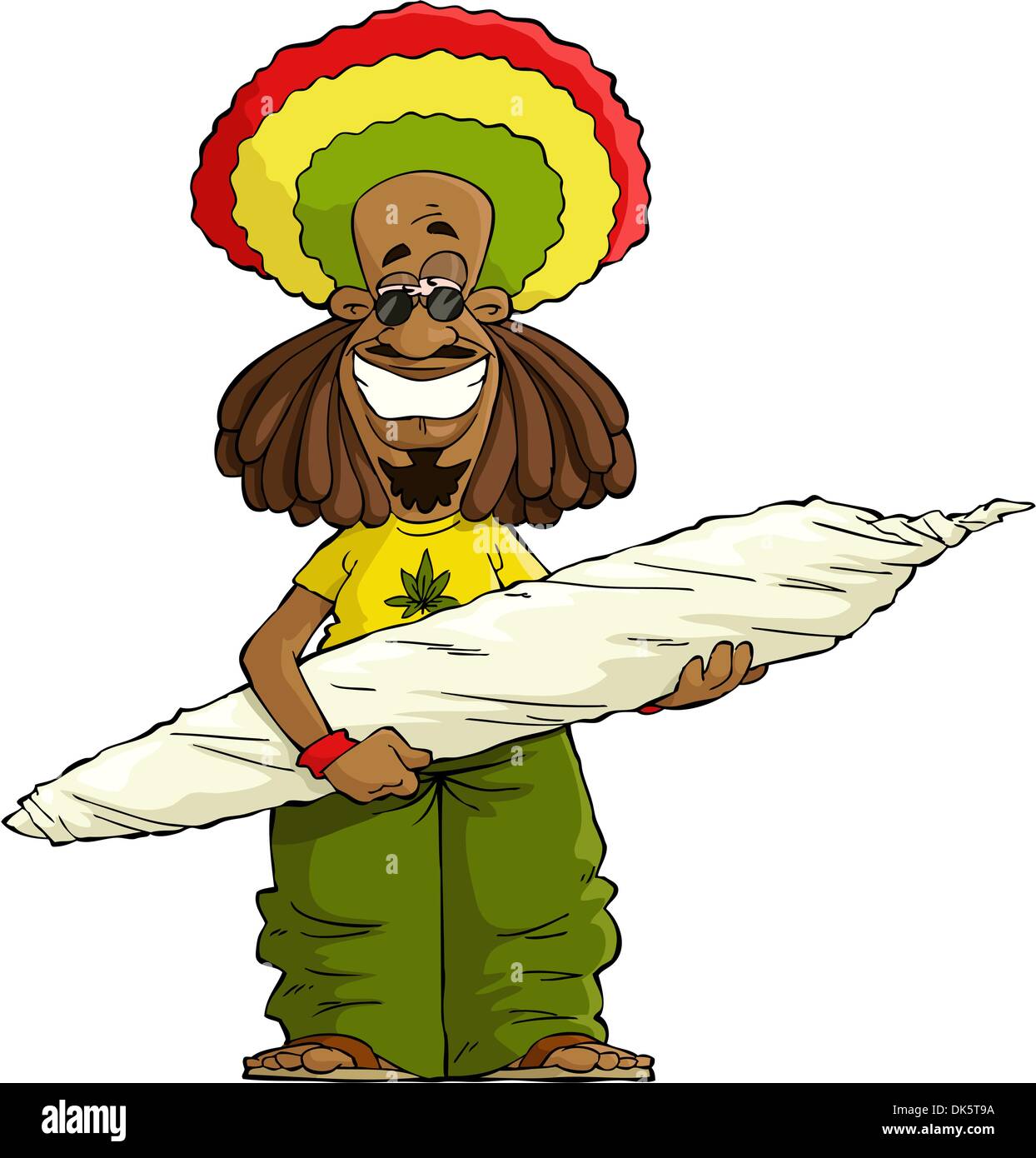 Rastaman avec un grand vecteur d'une cigarette de marijuana Illustration de Vecteur