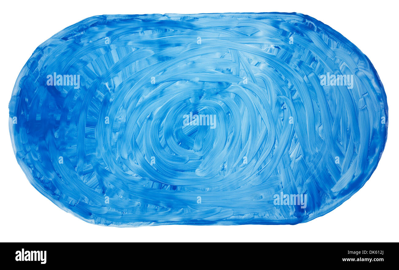 Banner peint avec peinture bleu. Circulaire Long coups avec un pinceau large. Isolé Banque D'Images