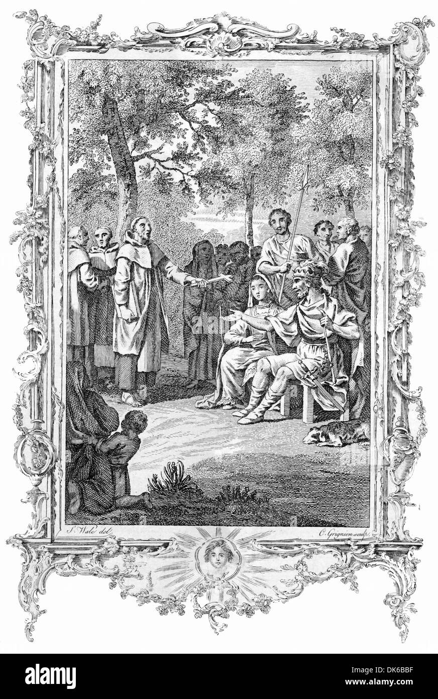 Saint Austin prêchant devant le roi Ethelbert et Reine Bertha Banque D'Images