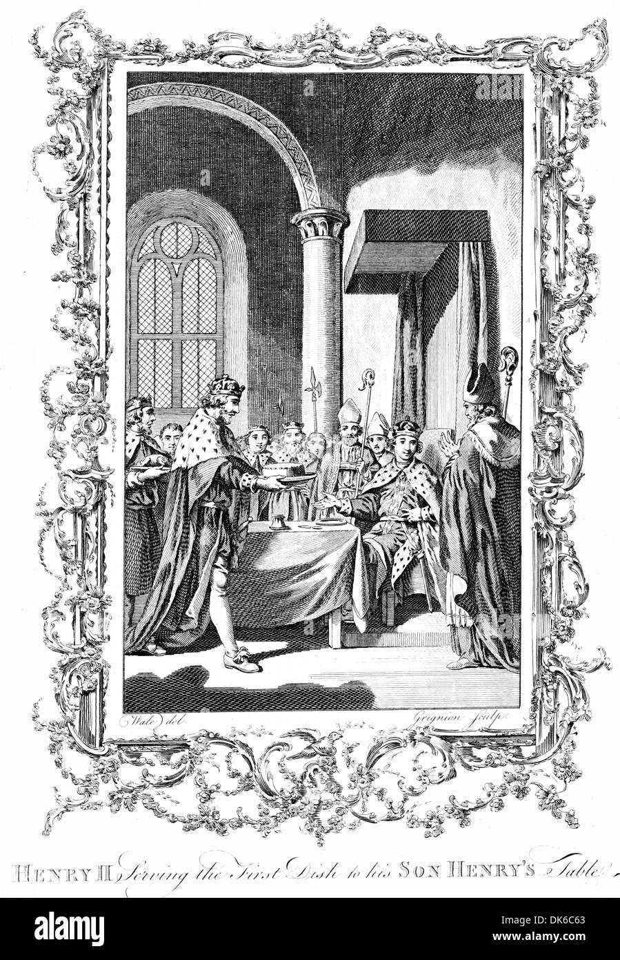 Le Roi Henry II qui sert le premier plat à son fils Henry's Table Banque D'Images