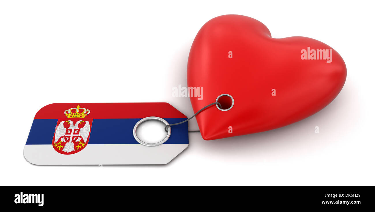 Coeur avec drapeau serbe (chemin inclus) Banque D'Images