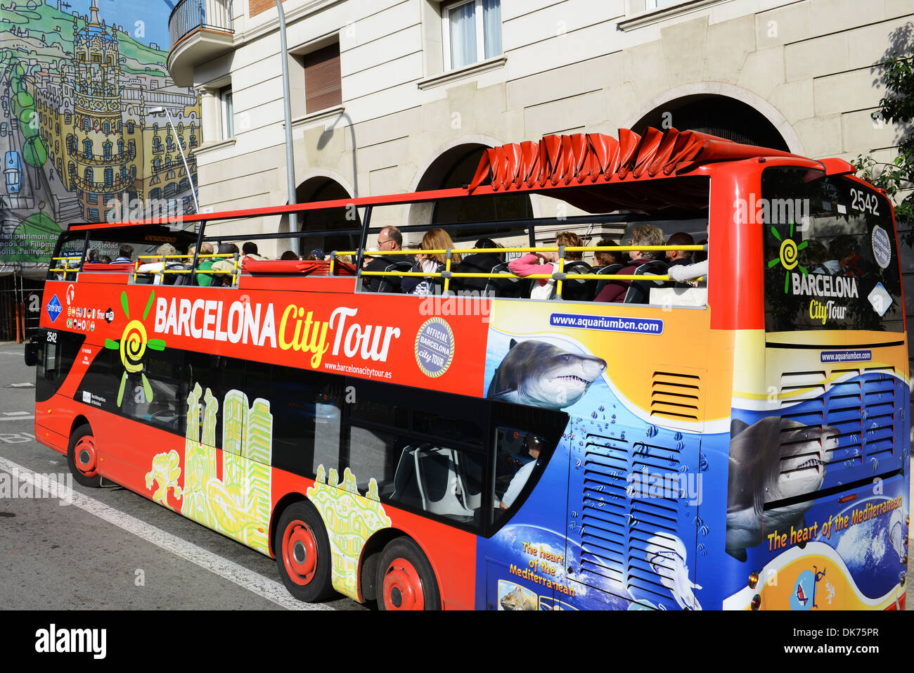 Barcelona bus touristique visite touristique, bus, Barcelone, Espagne Banque D'Images