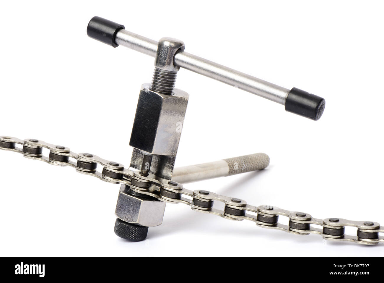 Chaîne de vélo outil permettant de couper en séparant l'axe de liaison Banque D'Images