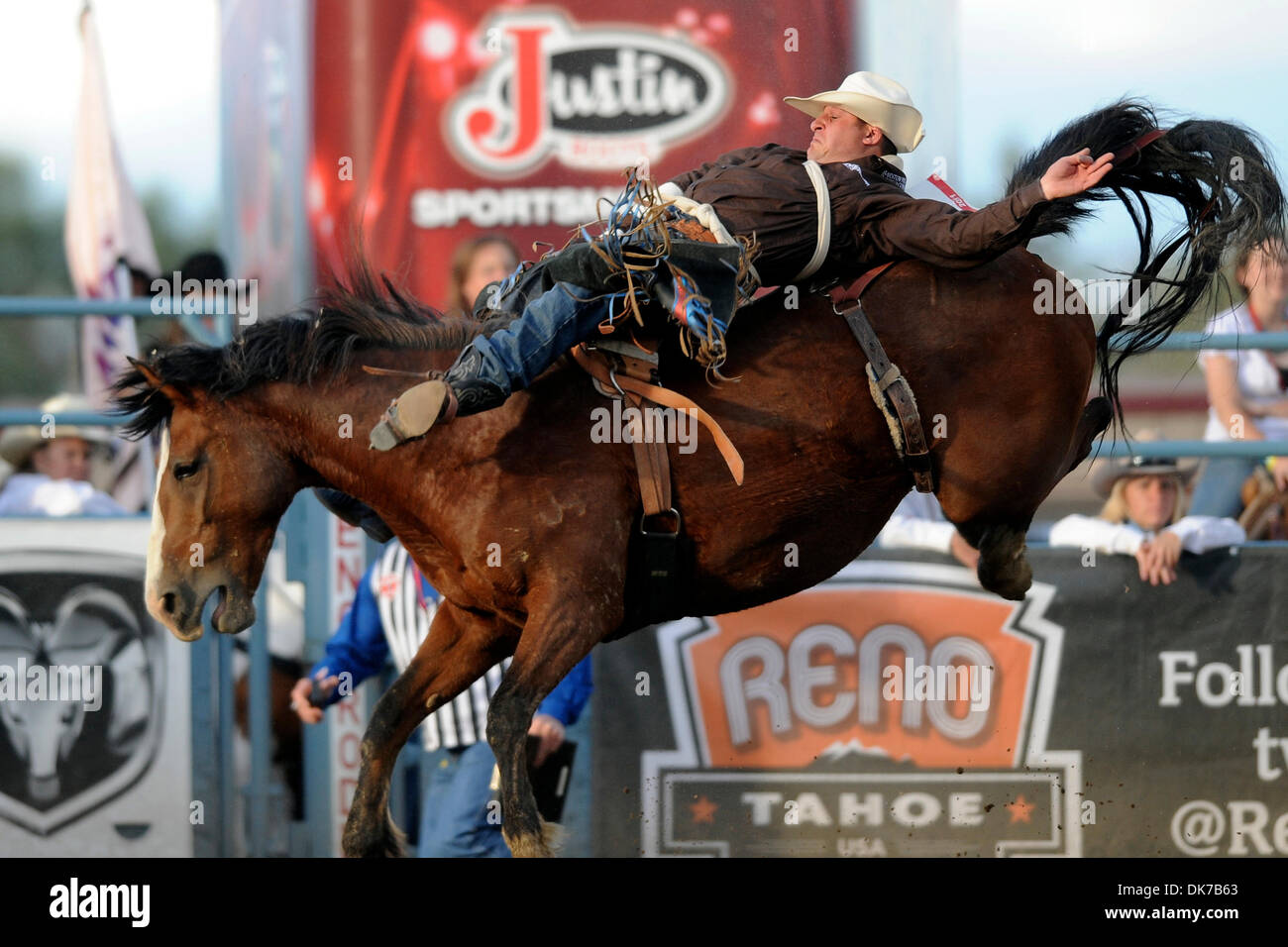 18 juin 2011 - Reno, Nevada, États-Unis - Jessy Davis de Payson, Utah rides barre courte à la Reno Rodeo. (Crédit Image : © Matt Cohen/ZUMAPRESS.com) Southcreek/mondial Banque D'Images