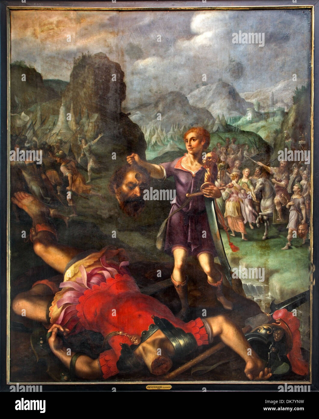 Mechelen - David et Goliath scène. Peintre de la peinture par Sayvede Oude d'année 1624 en la cathédrale Saint-rombaut Banque D'Images