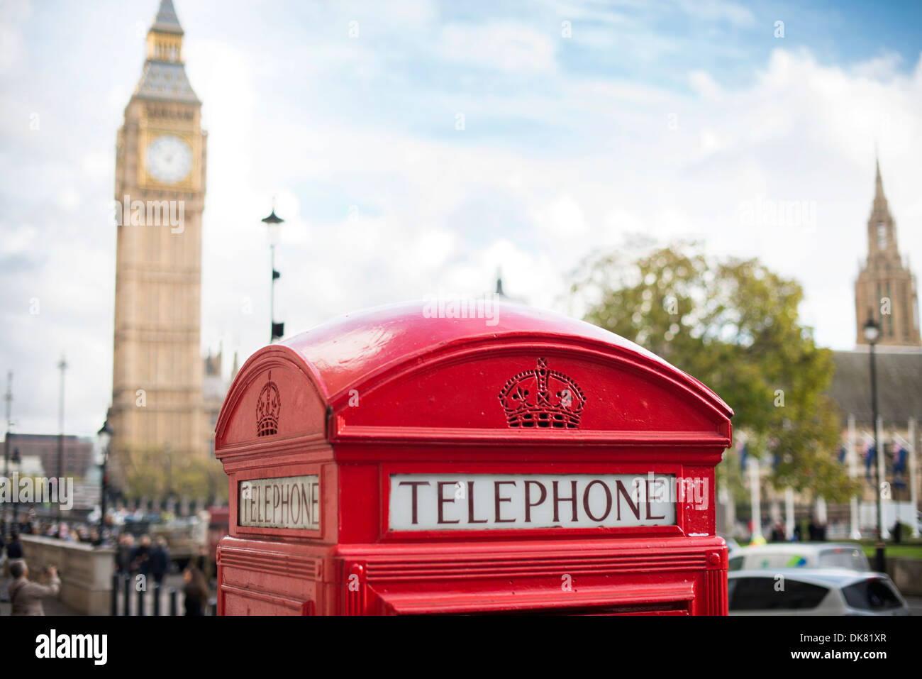 Big Ben et cabine téléphonique rouge à Londres Banque D'Images