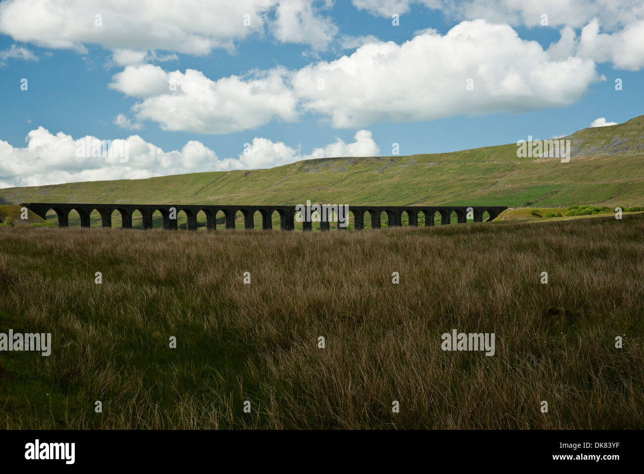 Carlisle s'installer en face de viaduc une chaîne de collines en vert et derrière un amarrage dans le vert. Sous un ciel bleu Banque D'Images