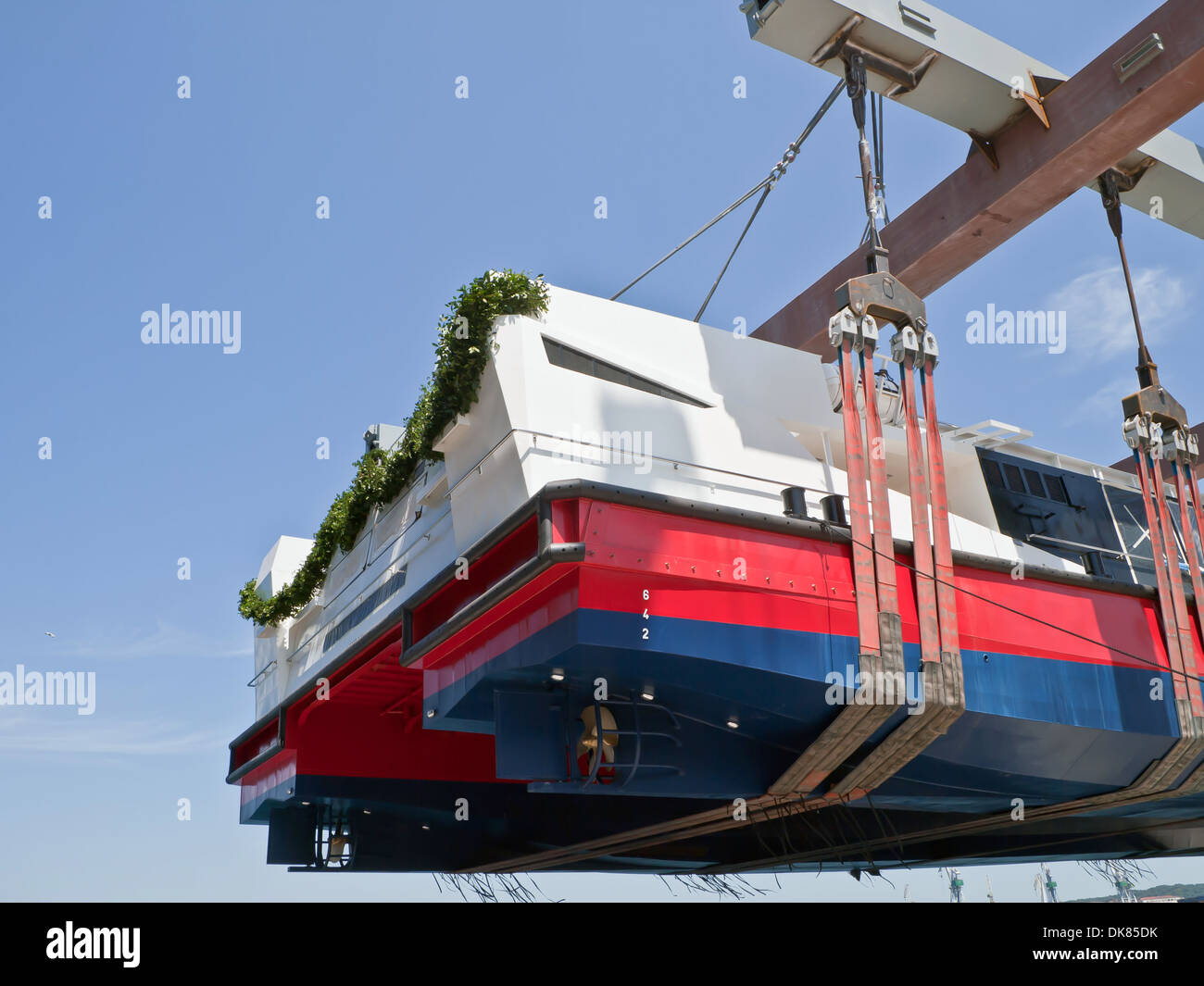 Le lancement de nouveaux chantiers en catamaran Banque D'Images