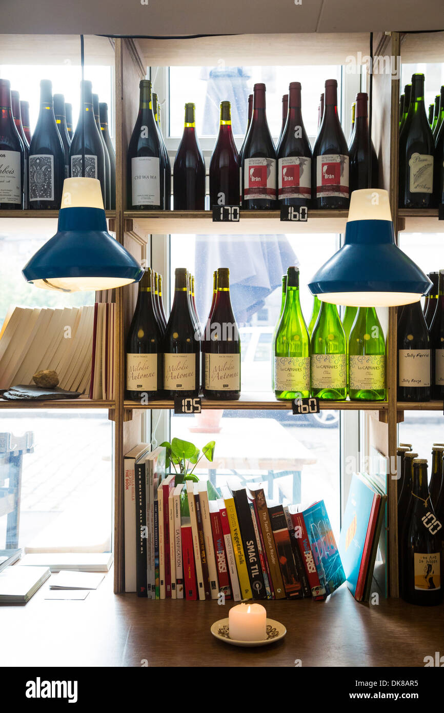 Manfreds og vin Wine bar à Jaegersborggade Street, Copenhague, Danemark. Banque D'Images