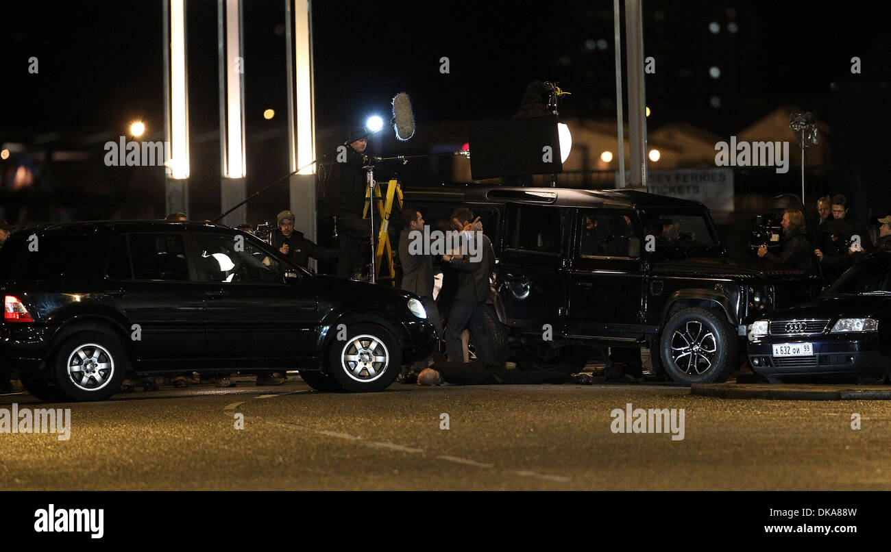 Hollywood stars Chris Pine et Keira Knightley tourner des scènes pour Jack Ryan film à venir sur place à Liverpool deux ensembles ont Banque D'Images