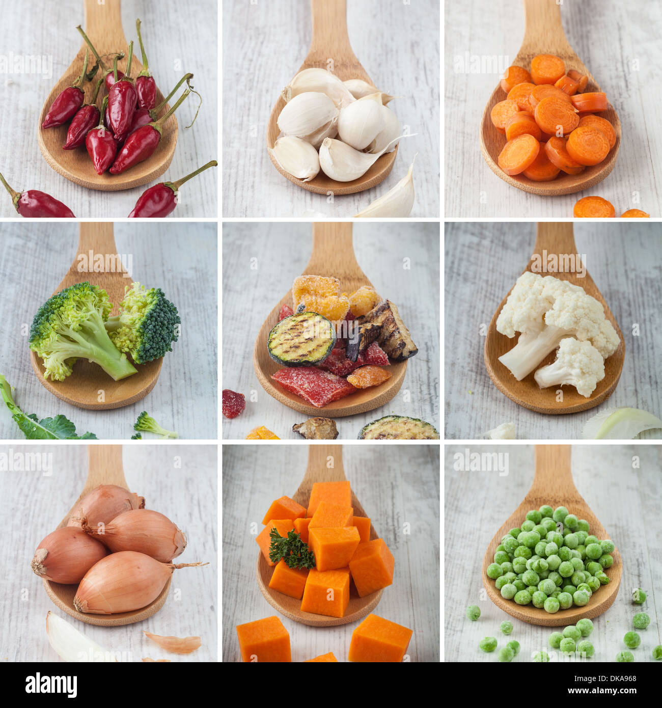 Photo Collage composition de différents types de légumes Banque D'Images