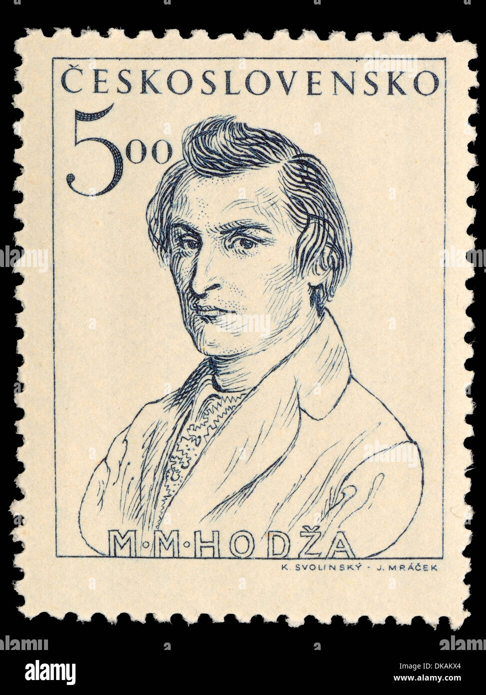Timbre-Czechoslakia - Michal Miloslav Hodža (1811-70) de renouveau national slovaque, prêtre, poète, linguiste Banque D'Images