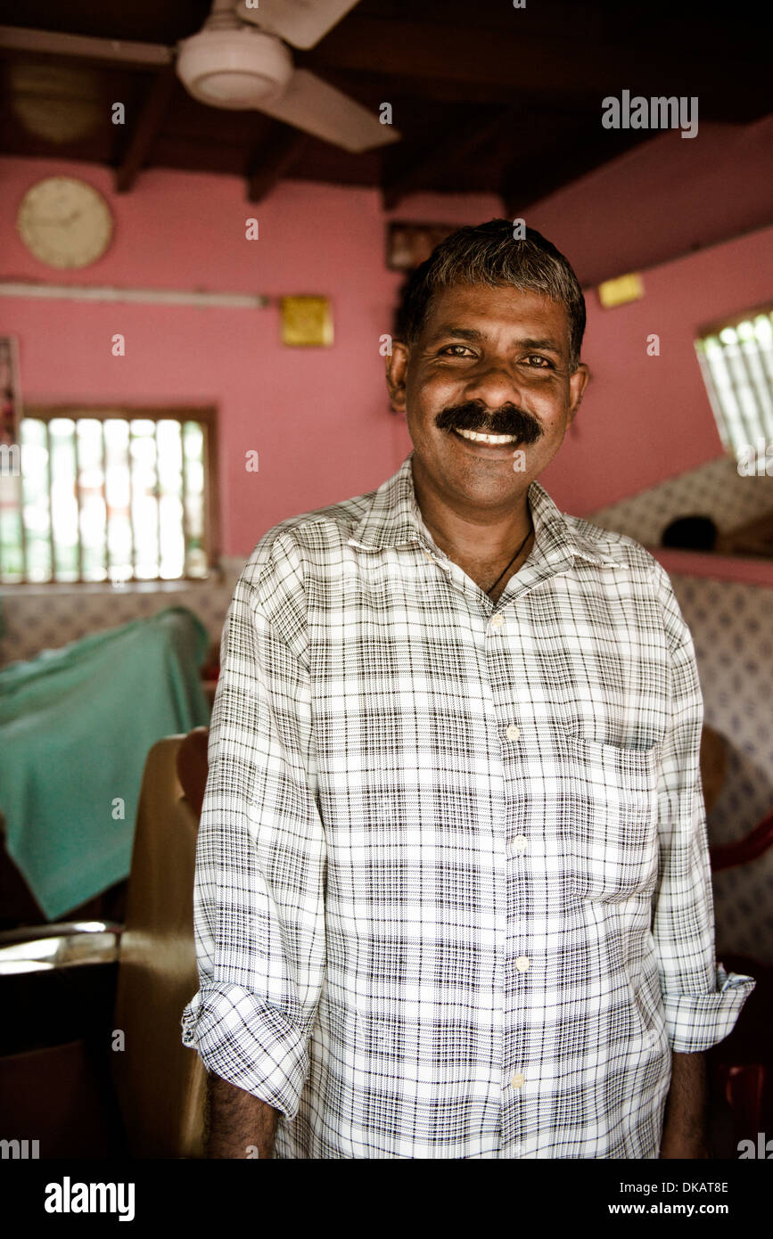 Salon de coiffure, Varkala, Inde Banque D'Images