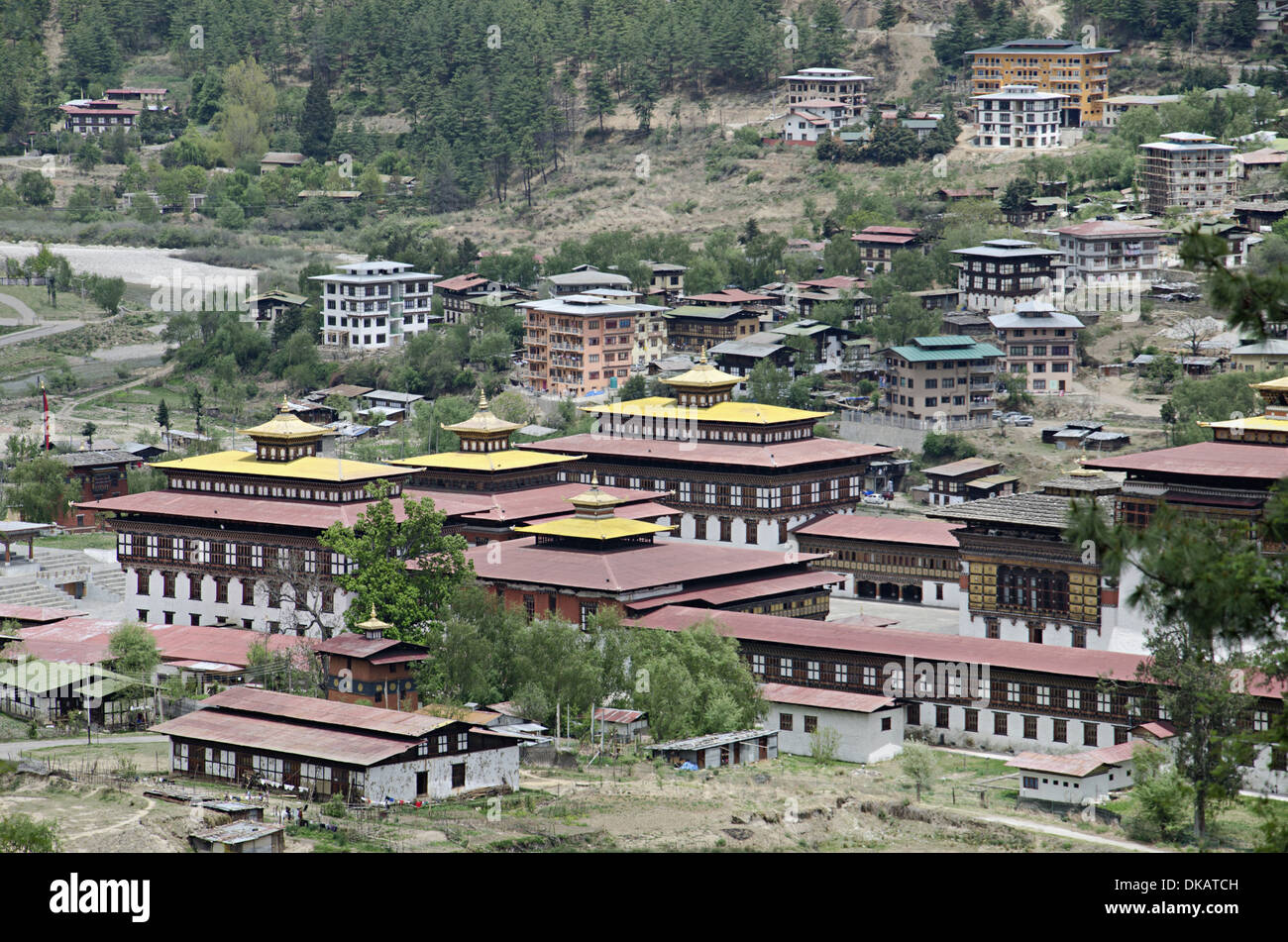 Milieu du palais du roi. Connu sous le nom de Dechencholing Palace.Thimphu. Bhoutan Banque D'Images