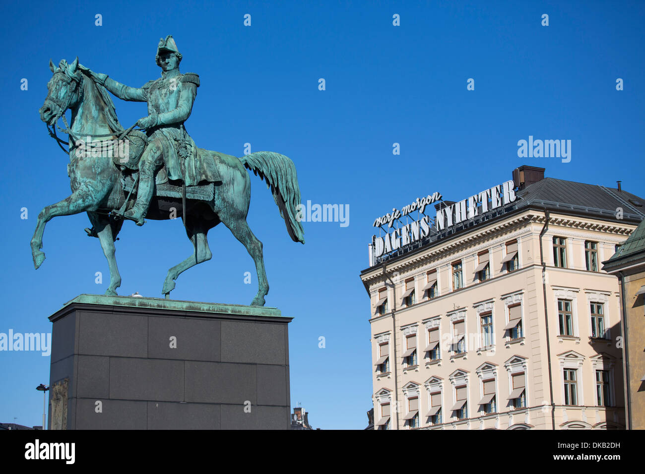 Statue de Carl XIV Johan, Gamla Stan, Stockholm, Suède Banque D'Images