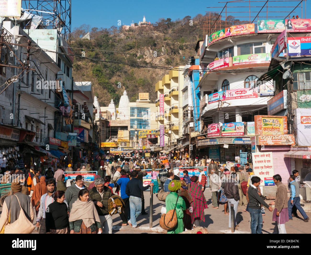 La rue principale à Haridwar Inde Banque D'Images