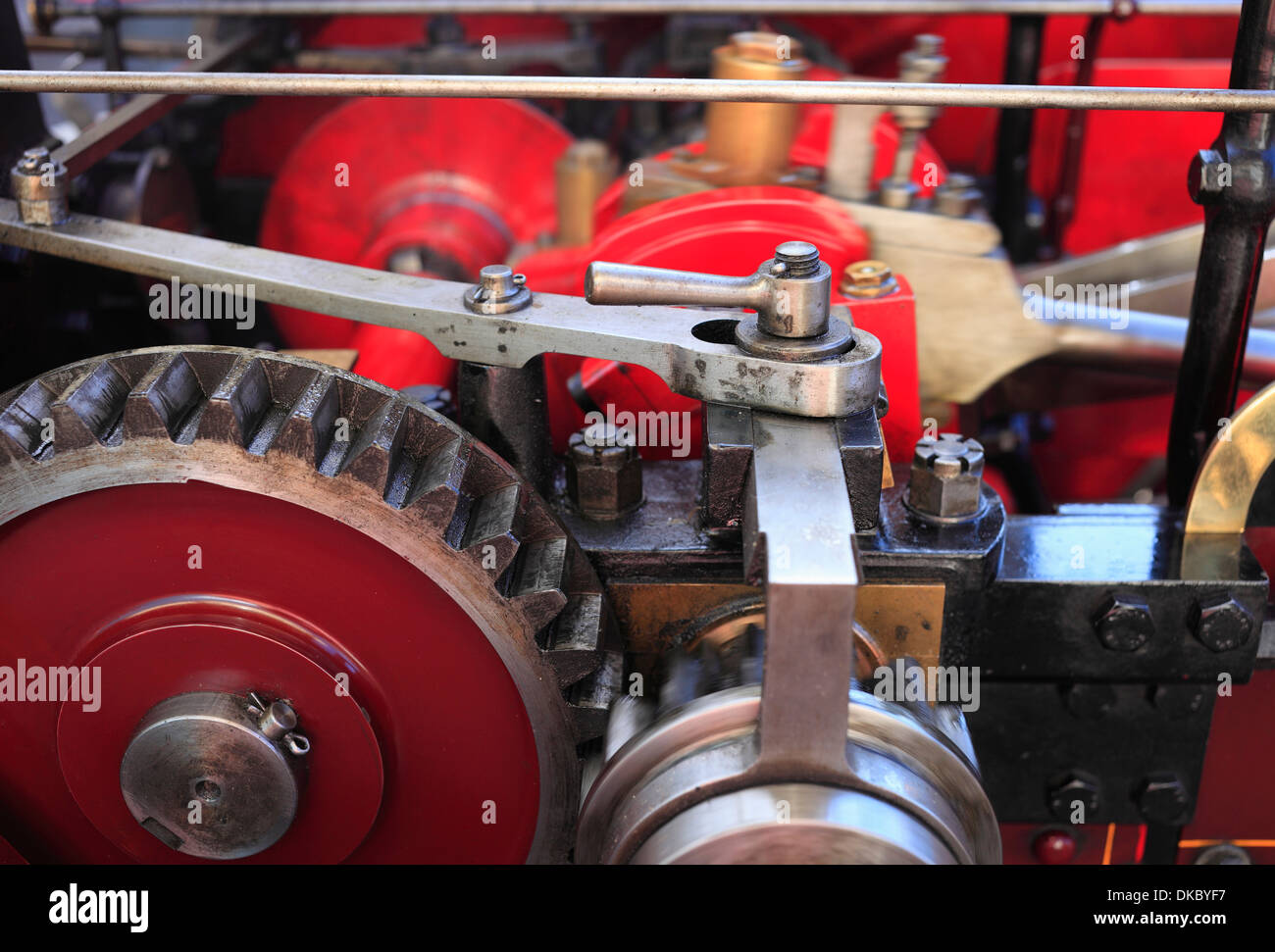 Close up de pièces en mouvement sur un moteur de traction. Banque D'Images