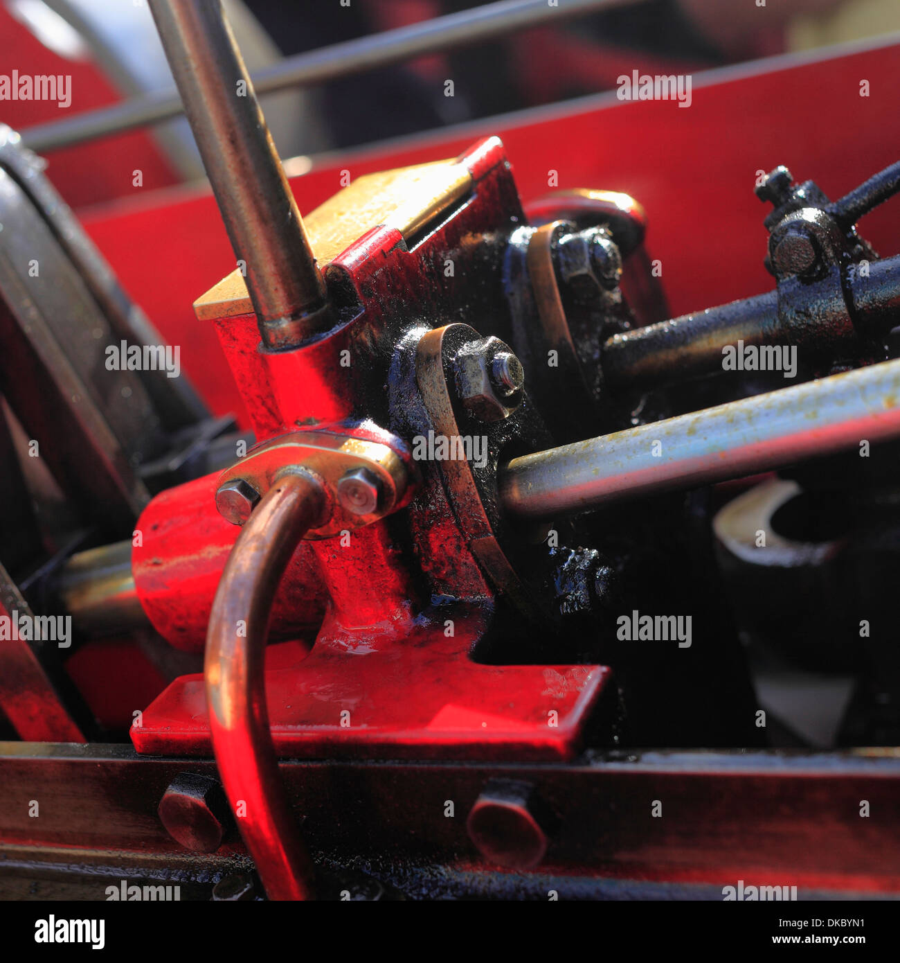 Close up de pièces en mouvement sur un moteur de traction. Banque D'Images